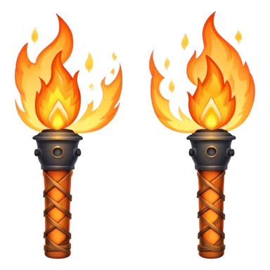 two crossed torches with fire sticker