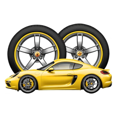 Matte White colored exterior 2024 Porsche 718 Cayman GTS 4.0 with yellow ceramic brake calipers and dark silver anthracite rims sticker
