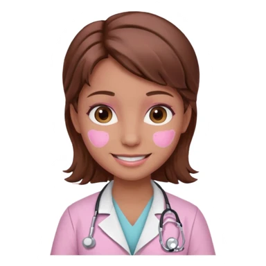 doctor, pink, she, cute, hair brown, eyes brown, scrub baby pink sticker
