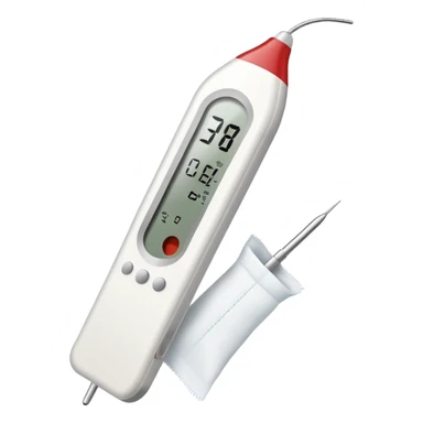 digital thermometer and clean surgical gauze together sticker