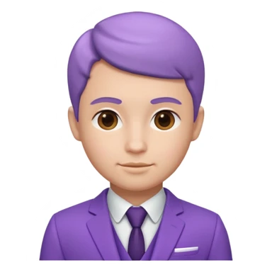 lavender-purple Suit, smooth rounded neckline, simple design, glossy surface, plain background, Memoji-style. sticker