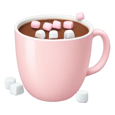Light Pink mug of hot chocolate with marshmallows  sticker