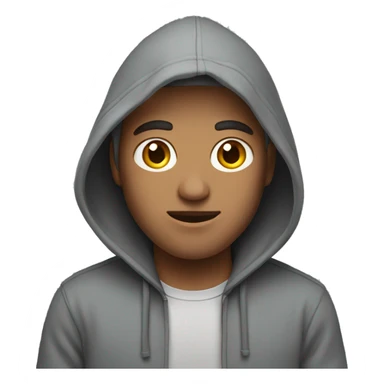 man wearing grey hoodie with hood up sticker