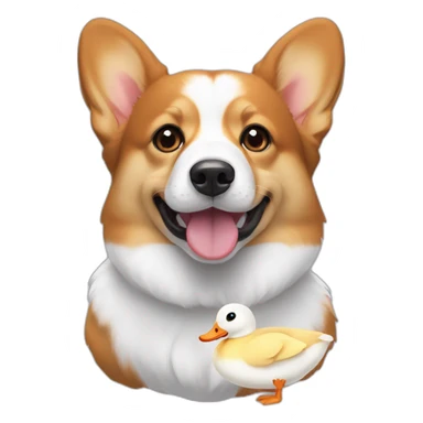 tricolor corgi with white ducks sticker