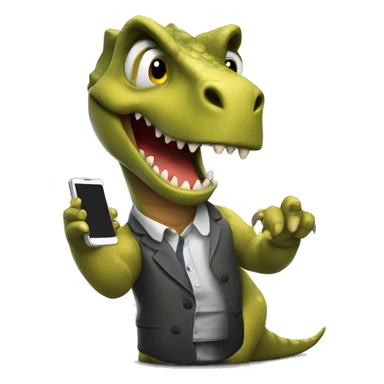 Dinosaur with phone sticker