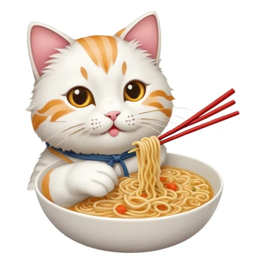 cat eating noddles sticker