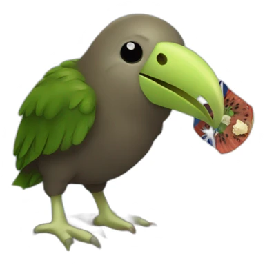 kiwi bird eating the new zealand flag sticker