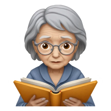 old woman read book sticker