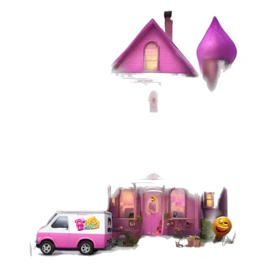 Barbie’s 5 story tall haunted dream house and food truck  sticker