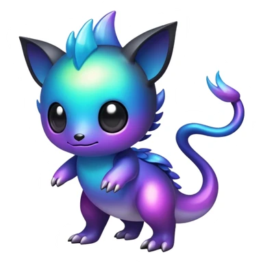  Iridescent gradient black dark fakemon-creature  sticker