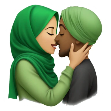 kiss from muslim woman in green hijab sticker