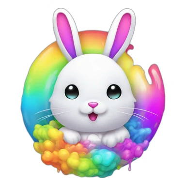 wonderland bunny tech glitchy rainbow colors vector art sticker
