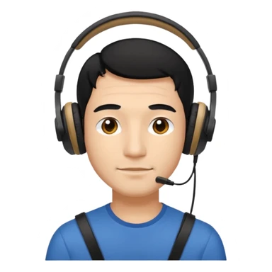 light black hair man with headphones sticker
