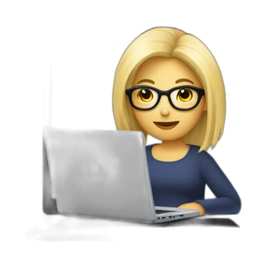 fille BLONDE ronde cheveux mi longs à lunettes qui travaille sur un ordinateur qui travaille sur ordinateur sticker