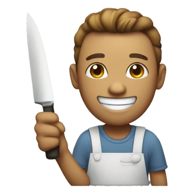 Smiling while holding carving knife sticker