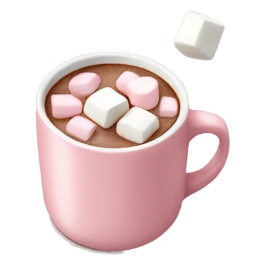 Light Pink mug of hot chocolate with marshmallows  sticker