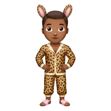 Handsome Black guy with brown skin tone, with muscular build, wearing loose fitting leapard print pajamas and bunny slippers  sticker