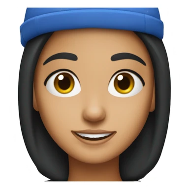 create an emoji of a hispanic girl with black hair with a blue hat similar to joe goldberg sticker