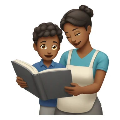 Mother teaching son sticker