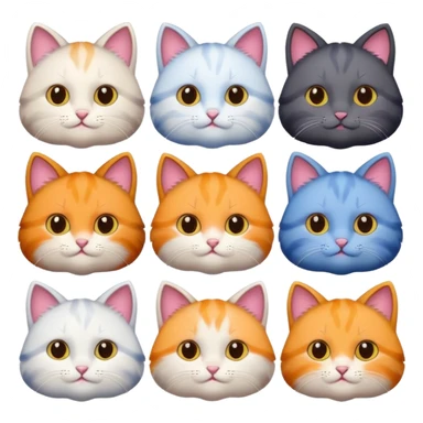 6 cats with different coloured coats sticker