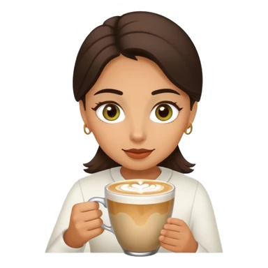 A girl with olive eyes enjoying her latte sticker