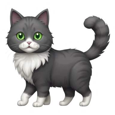 full body gorgeous solid dark grey cat with green eyes, white paws and white whiskers walking sticker