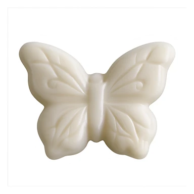 Make the realistic butterfly-shaped candy white, isolated on a transparent background with no visible background. Maintain the realistic style of the candy. sticker