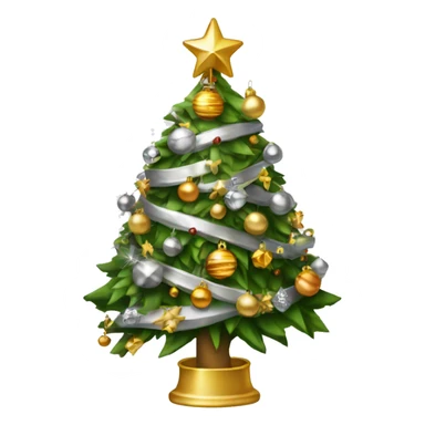 Christmas tree with gold and silver ordainments sticker