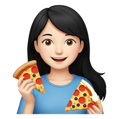 eating food well baby with happy face black hair young girl sticker