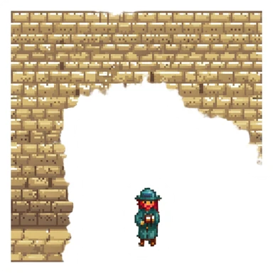 a kotel (Western Wall) illustration, pixel art style sticker