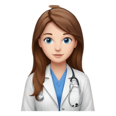 university classroom that says nursing school on the board with a pretty female nursing student with long brown hair, blue eyes sticker