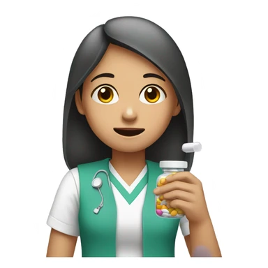Girl taking medicine sticker