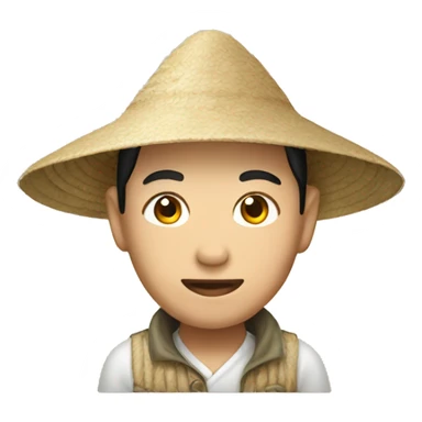Chinese person with rice farmer hat  sticker