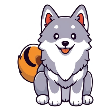 happy cinnamon colored husky dog sticker
