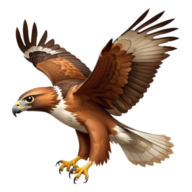 cinematic-red-tailedhawk-realistic-full-body-hunting-emoji,-powerful-brown-and-white-feathered-frame-gliding-over-a-vast-landscape,-sharp-hooked-beak-partially-open,-intelligent-eyes-focused-intensely-on-the-ground-below,-strong-talons-flexing-in-anticipation,-broad-wings-catching-the-wind-with-effortless-grace,-simplified-yet-realistic-focused-features,-highly-detailed,-glowing-with-a-bold-determined-light sticker