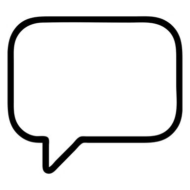 speech bubble icon, outlined, simple, black and white sticker