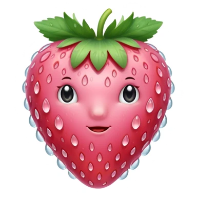 A soft pink strawberry with dew drops, glossy, elegant and cute sticker