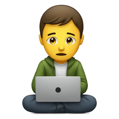 sad person with laptop sticker