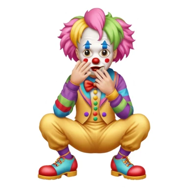 A clown holding his nose because he can smell poop sticker