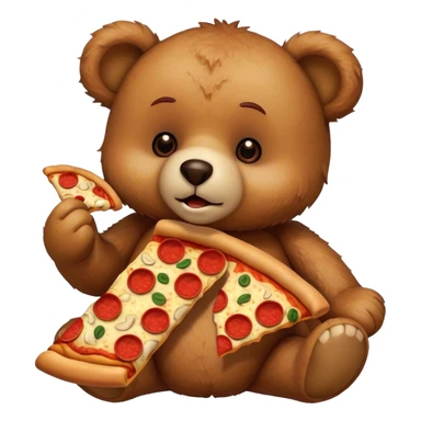 Teddy bear eating pizza sticker