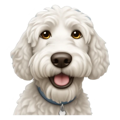 White Labradoodle dog with dark brown ears  sticker