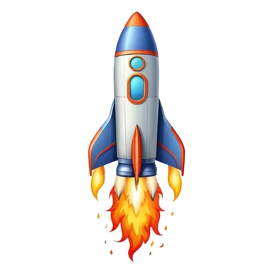 A colorful cartoon space rocket with flames shooting out, ready for liftoff sticker