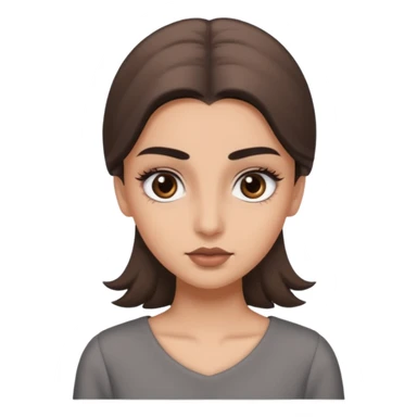 Hidjab girl that is wearing gray dress, and her brow is thick so her eyelash is tall sticker