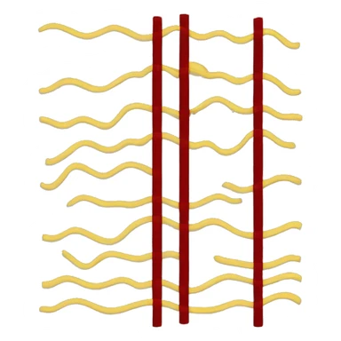 A wavy black and red rectangle with a medium yellow circle in the middle sticker