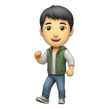 Chinese man stepping up sticker