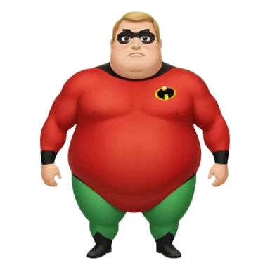  fat mr incredible  with green instead of red farting with giant green fart cloud sticker