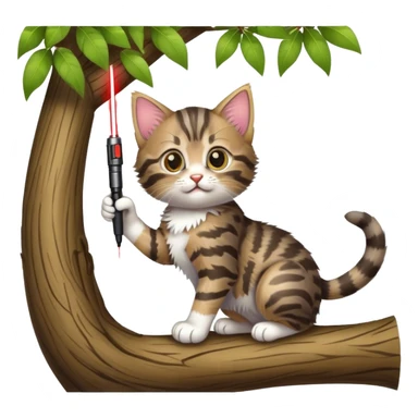 Tabby kitten tree laser sticker