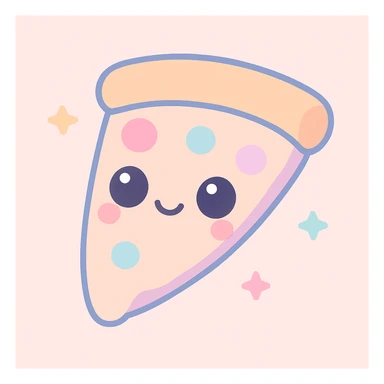 slice of pizza with a happy face, kawaii style sticker