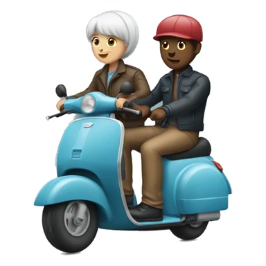 2 fair colour people on a scooter sticker