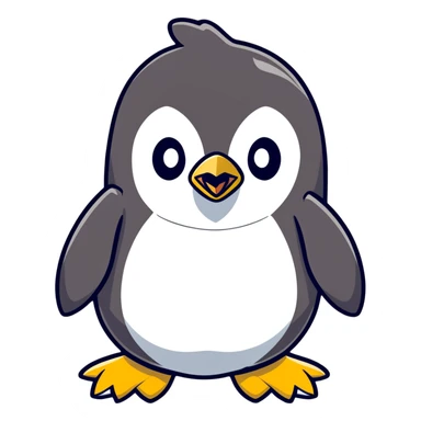 angry penguin cartoonish sticker sticker